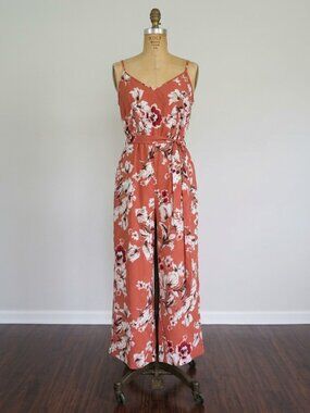 Unique Vintage Wedding Guest Spring Floral Wide Leg Jumpsuit